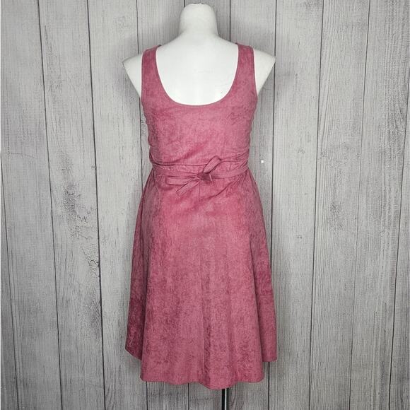 VTG 70s Pink Fit And Flare Midi Dress W Matching Belt & Pockets, sz 12 - Picture 3 of 5